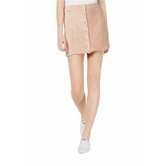 Womens Juniors Mini Skirt Corduroy Button Front - Picture 1 of 4